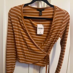 Forever 21 Brown Wrap Blouse with Tie Front